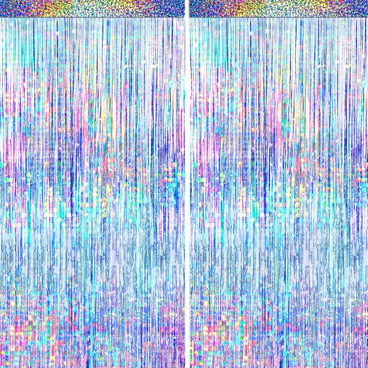 4-Pack Silver Metallic Foil Fringe Curtains Party Backdrop Decorations